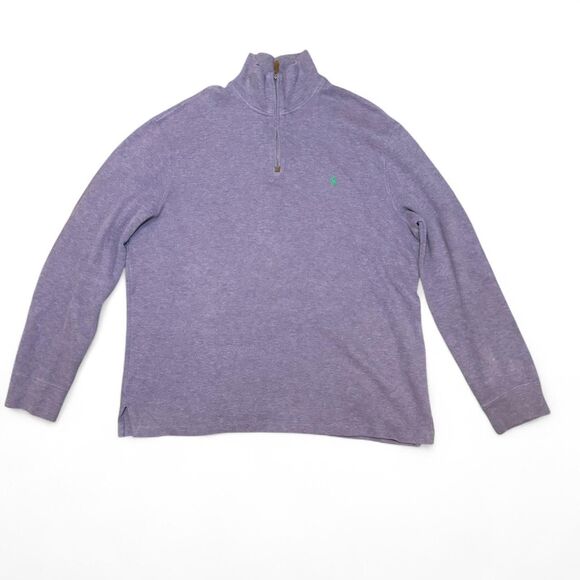 Polo Ralph Lauren Men’s Large Purple Quarter Zip Pullover 100% Cotton Sweater - Picture 1 of 6